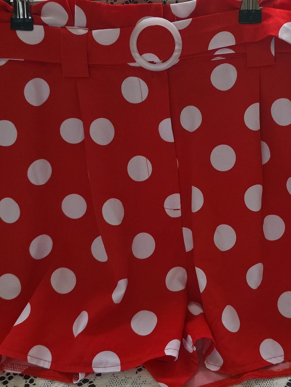 Red Polka Dot Women’s Shorts With Belt